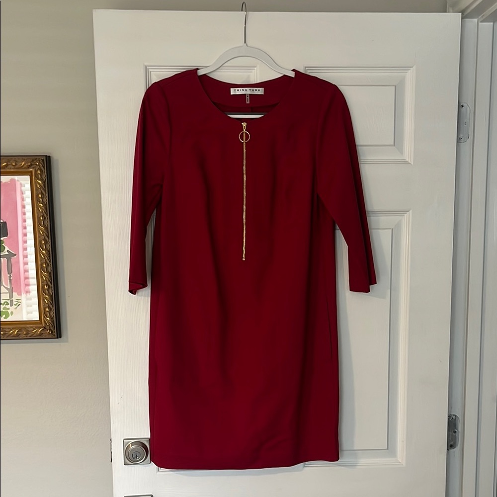 Trina Turk Red Dress with Gold Zipper